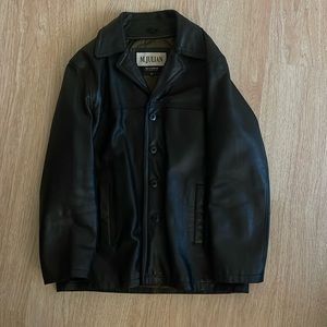M. Julian “Wilson’s” Black Leather Button Coat Jacket Men’s Large